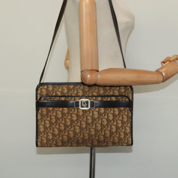 Christian Dior Trotter Canvas Shoulder Bag Beige Auth 126128