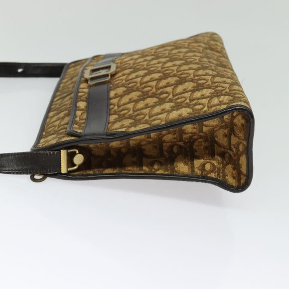 Christian Dior Trotter Canvas Shoulder Bag Beige Auth 126128