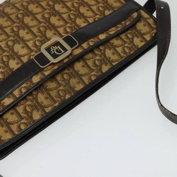 Christian Dior Trotter Canvas Shoulder Bag Beige Auth 126128