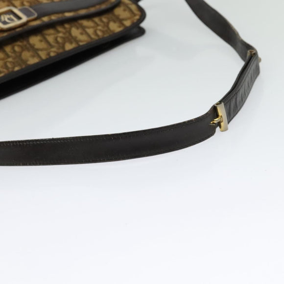 Christian Dior Trotter Canvas Shoulder Bag Beige Auth 126128