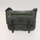 PRADA Shoulder Bag Nylon Leather 2Set Blue Gray Auth 126134-10