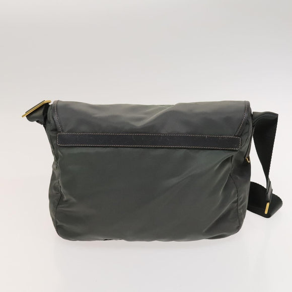 PRADA Shoulder Bag Nylon Leather 2Set Blue Gray Auth 126134