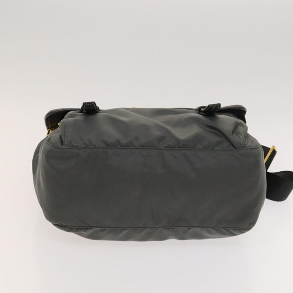 PRADA Shoulder Bag Nylon Leather 2Set Blue Gray Auth 126134