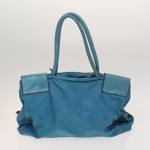 PRADA Shoulder Bag Nylon Leather 2Set Blue Gray Auth 126134