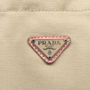 PRADA Tote Bag Canvas Beige Silver Auth 126135-17
