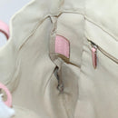 PRADA Tote Bag Canvas Beige Silver Auth 126135-19