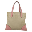 PRADA Tote Bag Canvas Beige Silver Auth 126135-2