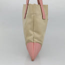 PRADA Tote Bag Canvas Beige Silver Auth 126135-3