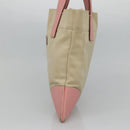 PRADA Tote Bag Canvas Beige Silver Auth 126135-4