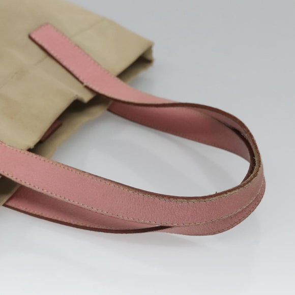 PRADA Tote Bag Canvas Beige Silver Auth 126135