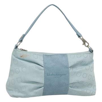 Salvatore Ferragamo Accessory Pouch Nylon Blue Silver Auth 126139