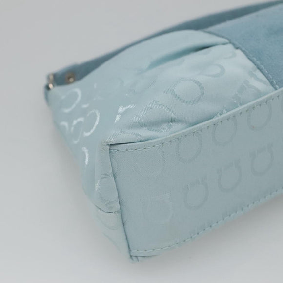 Salvatore Ferragamo Accessory Pouch Nylon Blue Silver Auth 126139