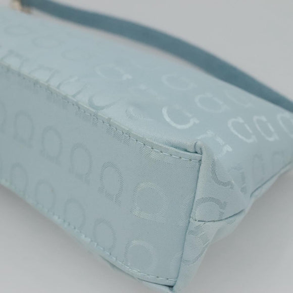 Salvatore Ferragamo Accessory Pouch Nylon Blue Silver Auth 126139