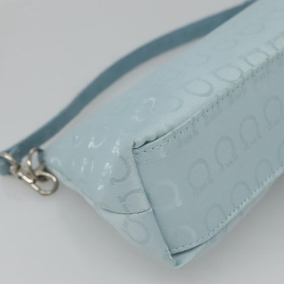 Salvatore Ferragamo Accessory Pouch Nylon Blue Silver Auth 126139