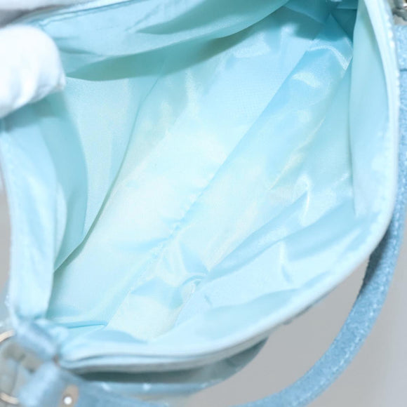 Salvatore Ferragamo Accessory Pouch Nylon Blue Silver Auth 126139