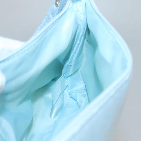 Salvatore Ferragamo Accessory Pouch Nylon Blue Silver Auth 126139