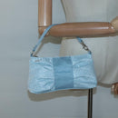 Salvatore Ferragamo Accessory Pouch Nylon Blue Silver Auth 126139-18