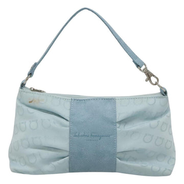 Salvatore Ferragamo Accessory Pouch Nylon Blue Silver Auth 126139 - 0