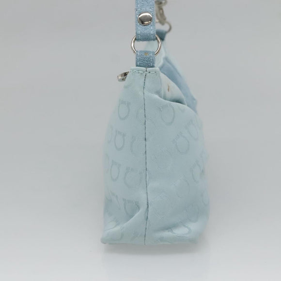 Salvatore Ferragamo Accessory Pouch Nylon Blue Silver Auth 126139