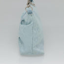 Salvatore Ferragamo Accessory Pouch Nylon Blue Silver Auth 126139-5