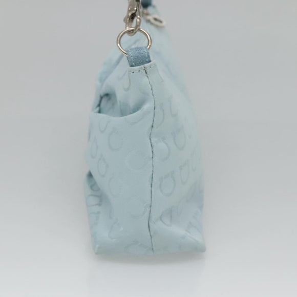 Salvatore Ferragamo Accessory Pouch Nylon Blue Silver Auth 126139