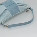 Salvatore Ferragamo Accessory Pouch Nylon Blue Silver Auth 126139-7