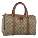 GUCCI GG Supreme Web Sherry Line Boston Bag PVC Beige Gold 40 02 007 Auth 126148-1