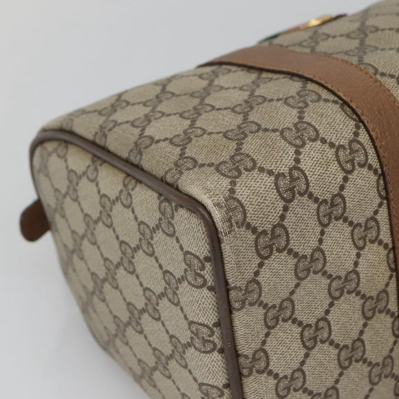 GUCCI GG Supreme Web Sherry Line Boston Bag PVC Beige Gold 40 02 007 Auth 126148