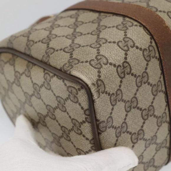 GUCCI GG Supreme Web Sherry Line Boston Bag PVC Beige Gold 40 02 007 Auth 126148