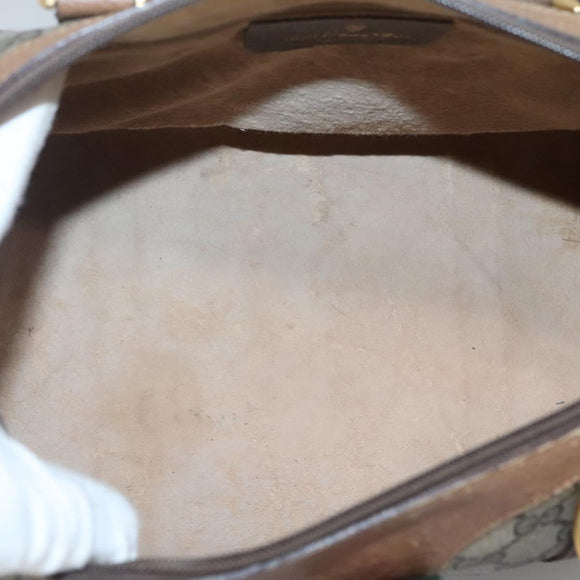 GUCCI GG Supreme Web Sherry Line Boston Bag PVC Beige Gold 40 02 007 Auth 126148