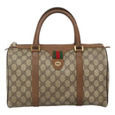 GUCCI GG Supreme Web Sherry Line Boston Bag PVC Beige Gold 40 02 007 Auth 126148-2