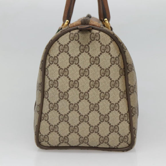 GUCCI GG Supreme Web Sherry Line Boston Bag PVC Beige Gold 40 02 007 Auth 126148