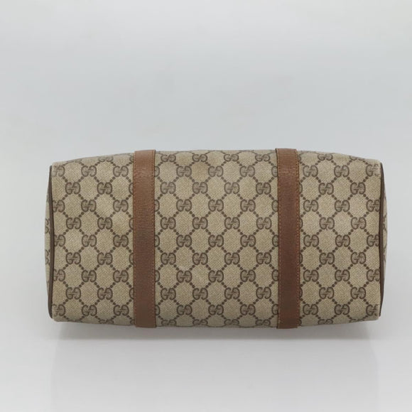 GUCCI GG Supreme Web Sherry Line Boston Bag PVC Beige Gold 40 02 007 Auth 126148