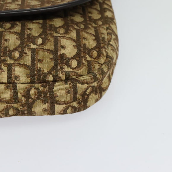 Christian Dior Trotter Canvas Shoulder Bag Brown Gold Auth 126151