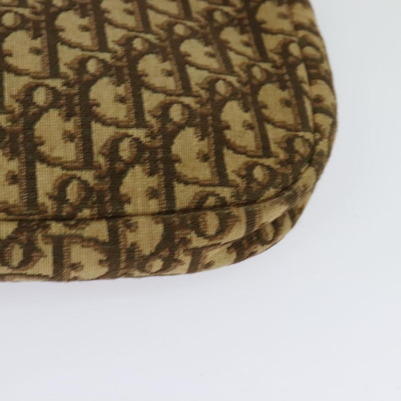 Christian Dior Trotter Canvas Shoulder Bag Brown Gold Auth 126151
