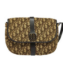 Christian Dior Trotter Canvas Shoulder Bag Brown Gold Auth 126151-13