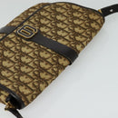Christian Dior Trotter Canvas Shoulder Bag Brown Gold Auth 126151-6