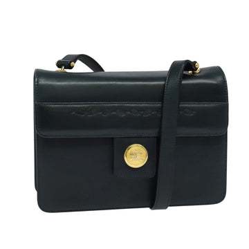 Burberrys Shoulder Bag Leather Navy Gold Auth 126153