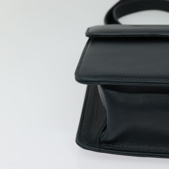 Burberrys Shoulder Bag Leather Navy Gold Auth 126153