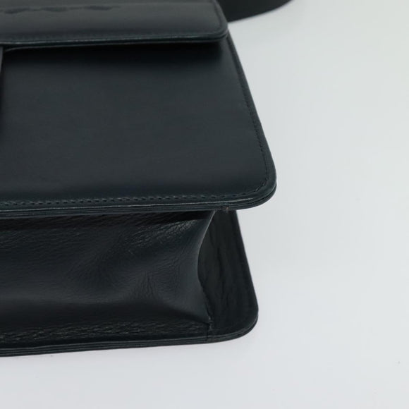 Burberrys Shoulder Bag Leather Navy Gold Auth 126153