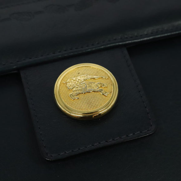 Burberrys Shoulder Bag Leather Navy Gold Auth 126153