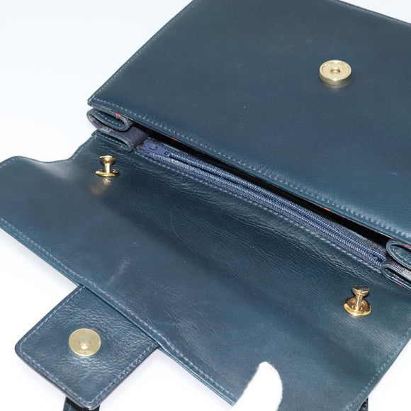 Burberrys Shoulder Bag Leather Navy Gold Auth 126153