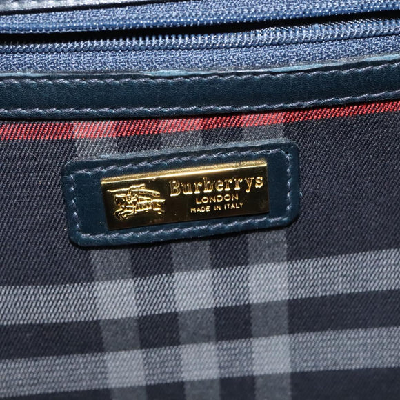 Burberrys Shoulder Bag Leather Navy Gold Auth 126153