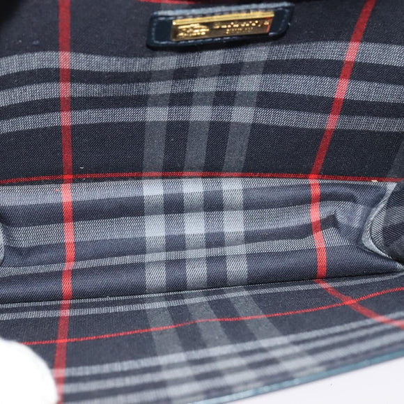 Burberrys Shoulder Bag Leather Navy Gold Auth 126153