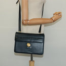 Burberrys Shoulder Bag Leather Navy Gold Auth 126153-21