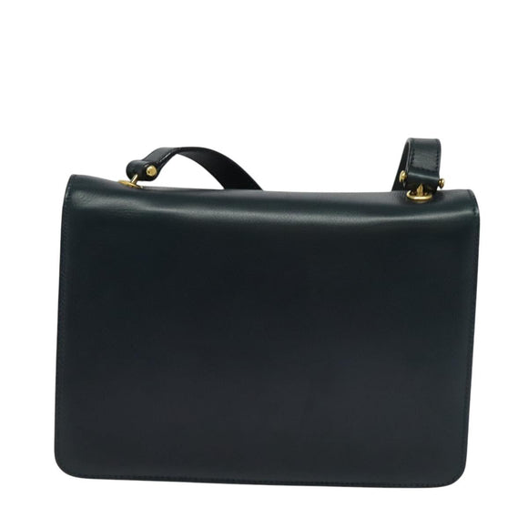 Burberrys Shoulder Bag Leather Navy Gold Auth 126153