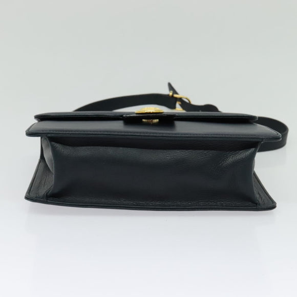 Burberrys Shoulder Bag Leather Navy Gold Auth 126153