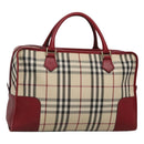 BURBERRY Nova Check Hand Bag Canvas Beige Gold Auth 126154-1