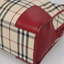 BURBERRY Nova Check Hand Bag Canvas Beige Gold Auth 126154-14