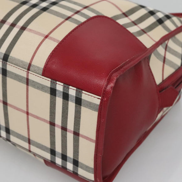 BURBERRY Nova Check Hand Bag Canvas Beige Gold Auth 126154